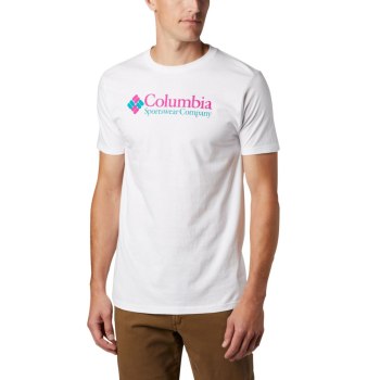 Columbia Logo, Camiseta Blancos Rosas Para Hombre | 106352-XGK